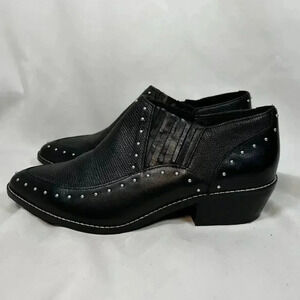 Crown Vintage Kavita Size 6.5M Boot Ankle Black Stud Embellished Western